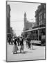 1912 Street Scene Pedestrians and Streetcar Detroit, Michigan-null-Mounted Premium Photographic Print