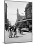 1912 Street Scene Pedestrians and Streetcar Detroit, Michigan-null-Mounted Photographic Print