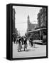 1912 Street Scene Pedestrians and Streetcar Detroit, Michigan-null-Framed Stretched Canvas