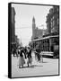1912 Street Scene Pedestrians and Streetcar Detroit, Michigan-null-Framed Stretched Canvas
