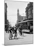 1912 Street Scene Pedestrians and Streetcar Detroit, Michigan-null-Mounted Photographic Print