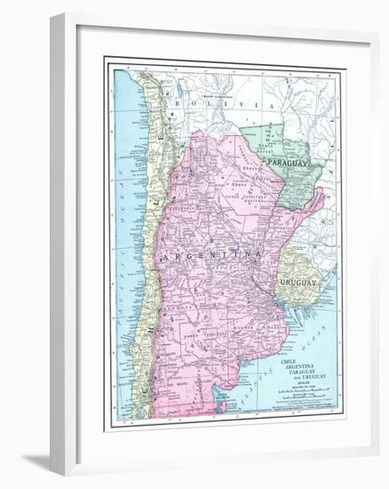 1913, Argentina, Bolivia, Chile, Paraguay, Uruguay, South America, Chile, Argentina, Paraguay-null-Framed Giclee Print