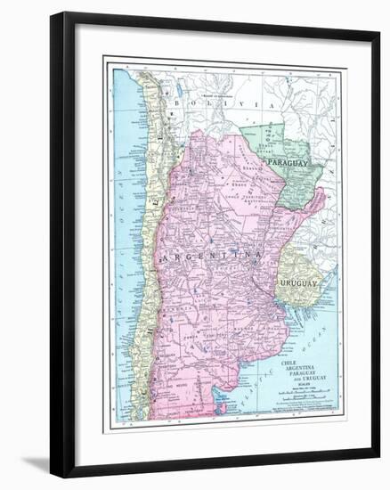 1913, Argentina, Bolivia, Chile, Paraguay, Uruguay, South America, Chile, Argentina, Paraguay-null-Framed Giclee Print