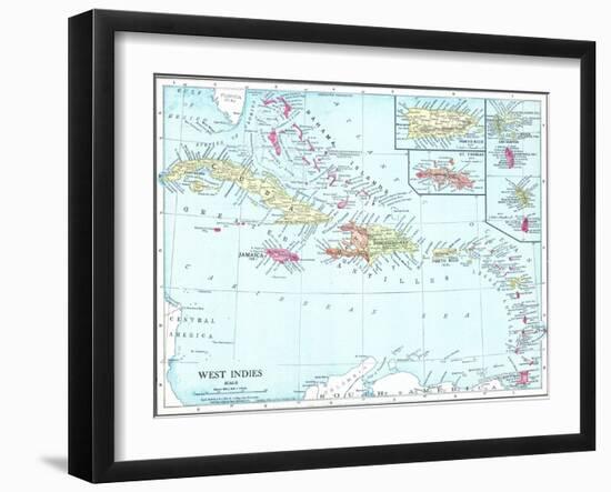 1913, Bahamas, The, Cuba, Dominican Republic, Jamaica, Puerto Rico, Central America, West Indies-null-Framed Giclee Print