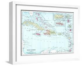 1913, Bahamas, The, Cuba, Dominican Republic, Jamaica, Puerto Rico, Central America, West Indies-null-Framed Giclee Print