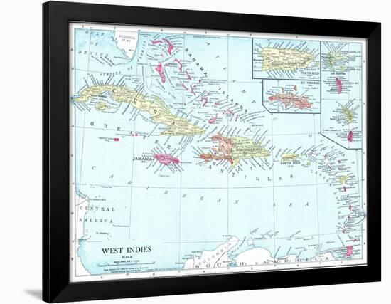 1913, Bahamas, The, Cuba, Dominican Republic, Jamaica, Puerto Rico, Central America, West Indies-null-Framed Giclee Print