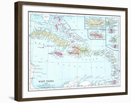 1913, Bahamas, The, Cuba, Dominican Republic, Jamaica, Puerto Rico, Central America, West Indies-null-Framed Giclee Print