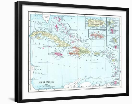 1913, Bahamas, The, Cuba, Dominican Republic, Jamaica, Puerto Rico, Central America, West Indies-null-Framed Giclee Print