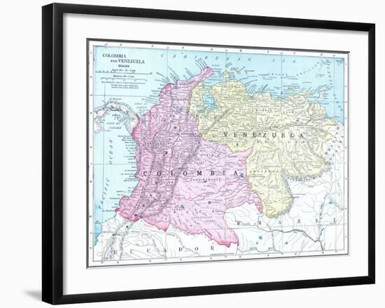 1913, Brazil, Columbia, Ecuador, Venezuela, South America-null-Framed Premium Giclee Print