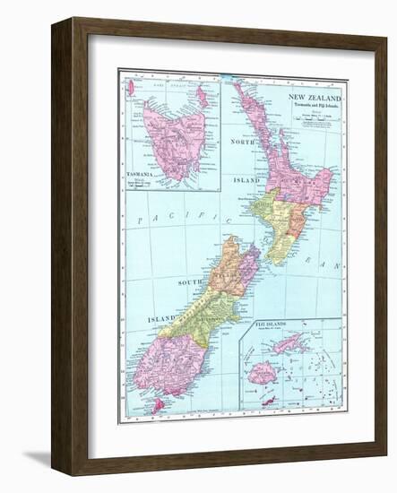 1913, New Zealand, Oceania, New Zealand, Tasmania and Fiji Islands-null-Framed Giclee Print