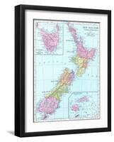 1913, New Zealand, Oceania, New Zealand, Tasmania and Fiji Islands-null-Framed Giclee Print