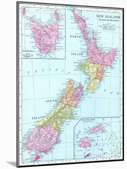 1913, New Zealand, Oceania, New Zealand, Tasmania and Fiji Islands-null-Mounted Giclee Print
