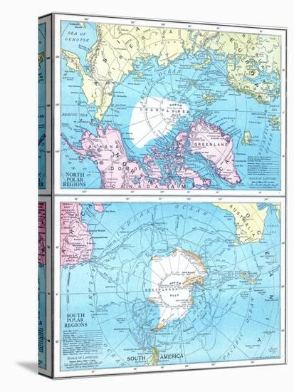 1913, North Pole, South Pole, North and South Polar Regions-null-Stretched Canvas