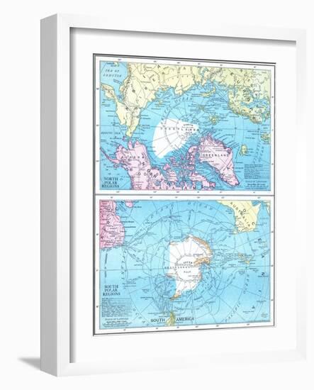 1913, North Pole, South Pole, North and South Polar Regions-null-Framed Giclee Print