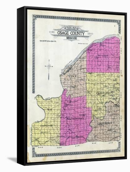 1913, Osage County Outline Map, Missouri, United States-null-Framed Stretched Canvas