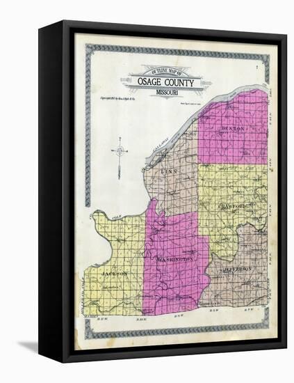 1913, Osage County Outline Map, Missouri, United States-null-Framed Stretched Canvas