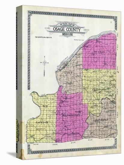 1913, Osage County Outline Map, Missouri, United States-null-Stretched Canvas