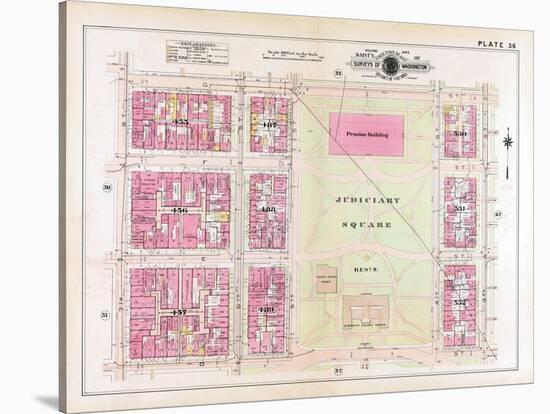 1913, Plate 36, Judiciary Square, District of Columbia, United States-null-Stretched Canvas