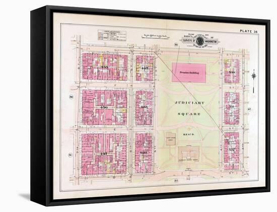 1913, Plate 36, Judiciary Square, District of Columbia, United States-null-Framed Stretched Canvas