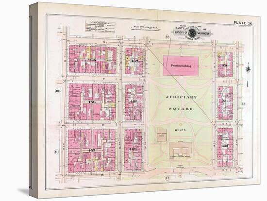 1913, Plate 36, Judiciary Square, District of Columbia, United States-null-Stretched Canvas