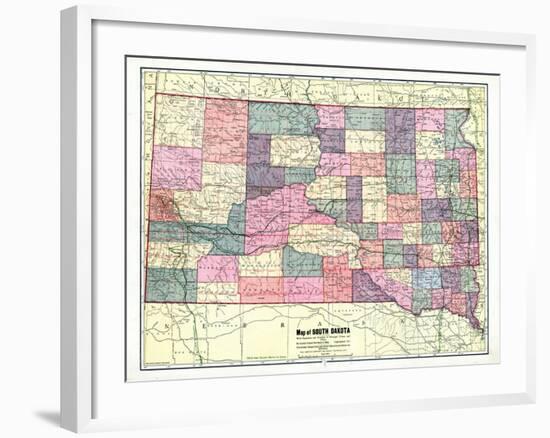 1913, South Dakota State Map, South Dakota, United States-null-Framed Giclee Print