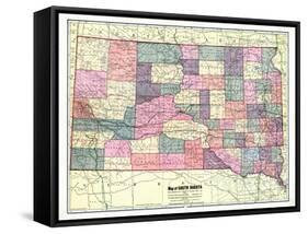 1913, South Dakota State Map, South Dakota, United States-null-Framed Stretched Canvas
