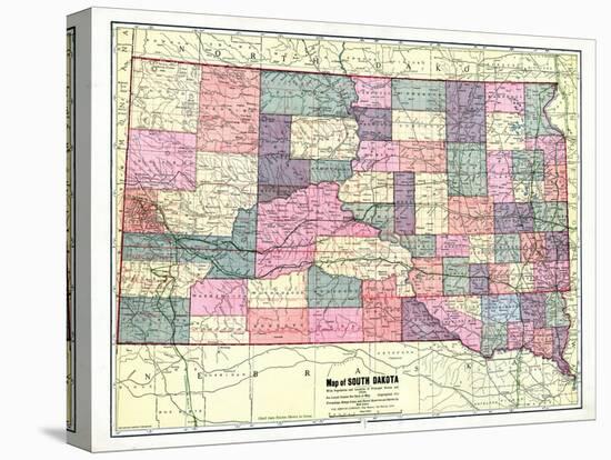 1913, South Dakota State Map, South Dakota, United States-null-Stretched Canvas