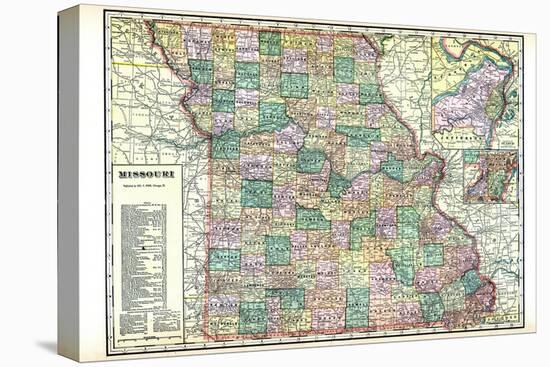1913, State Map, Missouri, United States-null-Stretched Canvas