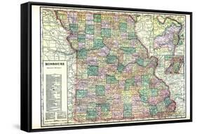 1913, State Map, Missouri, United States-null-Framed Stretched Canvas