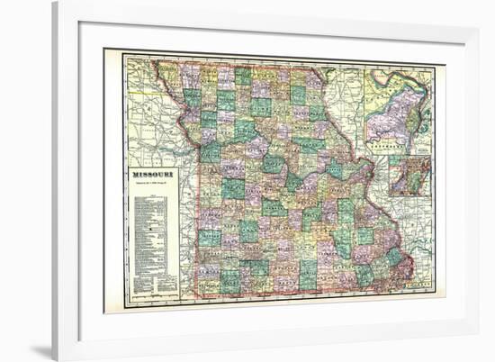 1913, State Map, Missouri, United States-null-Framed Premium Giclee Print