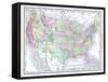 1913, United States, North America, United States Map-null-Framed Stretched Canvas