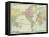 1913, World, World Map-null-Framed Stretched Canvas