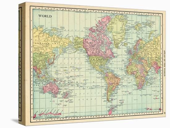 1913, World, World Map-null-Stretched Canvas