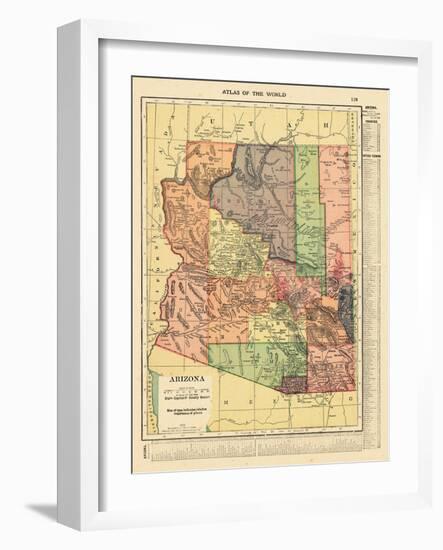 1914, Arizona State Map 1914, Arizona, United States-null-Framed Premium Giclee Print