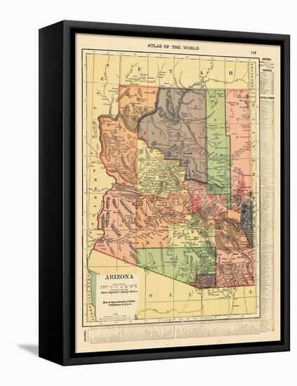 1914, Arizona State Map 1914, Arizona, United States-null-Framed Stretched Canvas