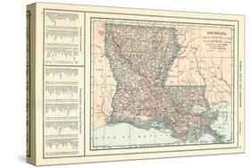 1914, Louisiana State Map 1908 Revised 1914, Louisiana, United States-null-Stretched Canvas