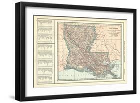 1914, Louisiana State Map 1908 Revised 1914, Louisiana, United States-null-Framed Giclee Print