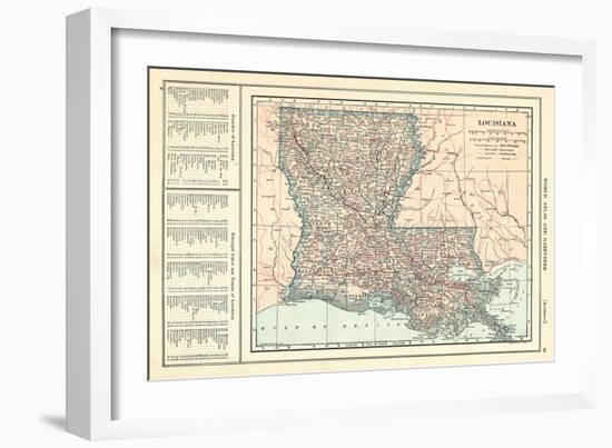 1914, Louisiana State Map 1908 Revised 1914, Louisiana, United States-null-Framed Giclee Print