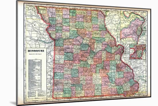 1914, State Map, Missouri, United States-null-Mounted Giclee Print