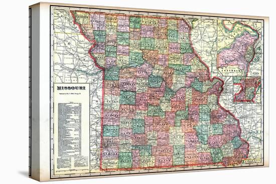 1914, State Map, Missouri, United States-null-Stretched Canvas