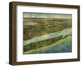 1915 Aerial View of West Palm Beach, North Palm Beach and Lake Worth, Florida-null-Framed Art Print