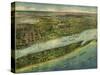 1915 Aerial View of West Palm Beach, North Palm Beach and Lake Worth, Florida-null-Stretched Canvas