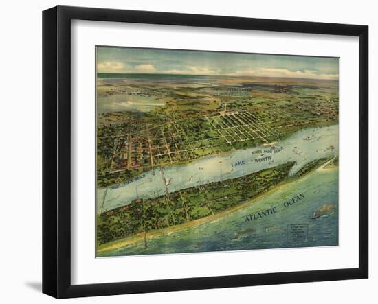 1915 Aerial View of West Palm Beach, North Palm Beach and Lake Worth, Florida-null-Framed Art Print