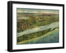 1915 Aerial View of West Palm Beach, North Palm Beach and Lake Worth, Florida-null-Framed Art Print