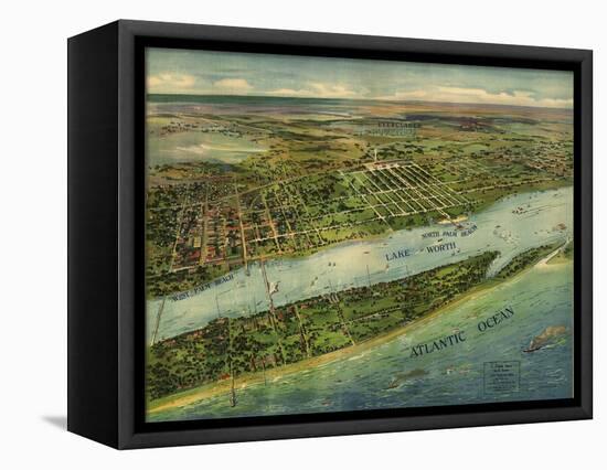 1915 Aerial View of West Palm Beach, North Palm Beach and Lake Worth, Florida-null-Framed Stretched Canvas