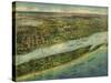 1915 Aerial View of West Palm Beach, North Palm Beach and Lake Worth, Florida-null-Stretched Canvas