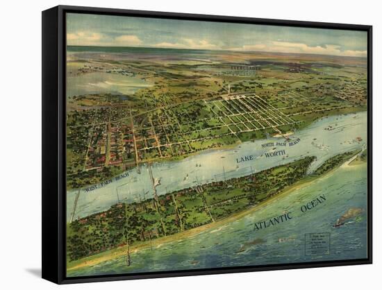 1915 Aerial View of West Palm Beach, North Palm Beach and Lake Worth, Florida-null-Framed Stretched Canvas