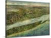 1915 Aerial View of West Palm Beach, North Palm Beach and Lake Worth, Florida-null-Stretched Canvas