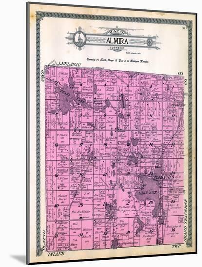 1915, Almira Township, Cedar Run, Lake Ann, Pearl Lake, Black Lake, Michigan, United States-null-Mounted Giclee Print