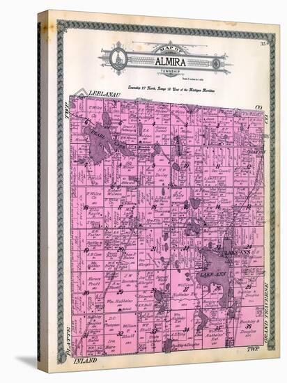 1915, Almira Township, Cedar Run, Lake Ann, Pearl Lake, Black Lake, Michigan, United States-null-Stretched Canvas